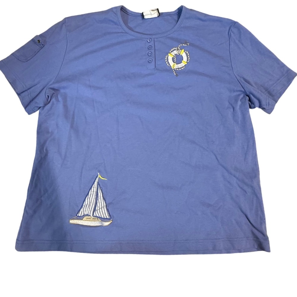 Southern Lady Nautical T-Shirt Embroidered Boat Life Preserver 1X